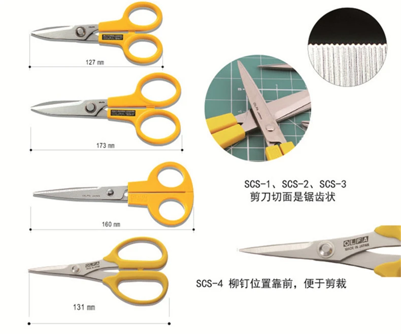 OLFA SCS-3 Fine Serrated Blade Multi-purpose Scissors Stainless Steel  Serrated Anti Slip Scissors Fabric Paper Shearing Tools - AliExpress