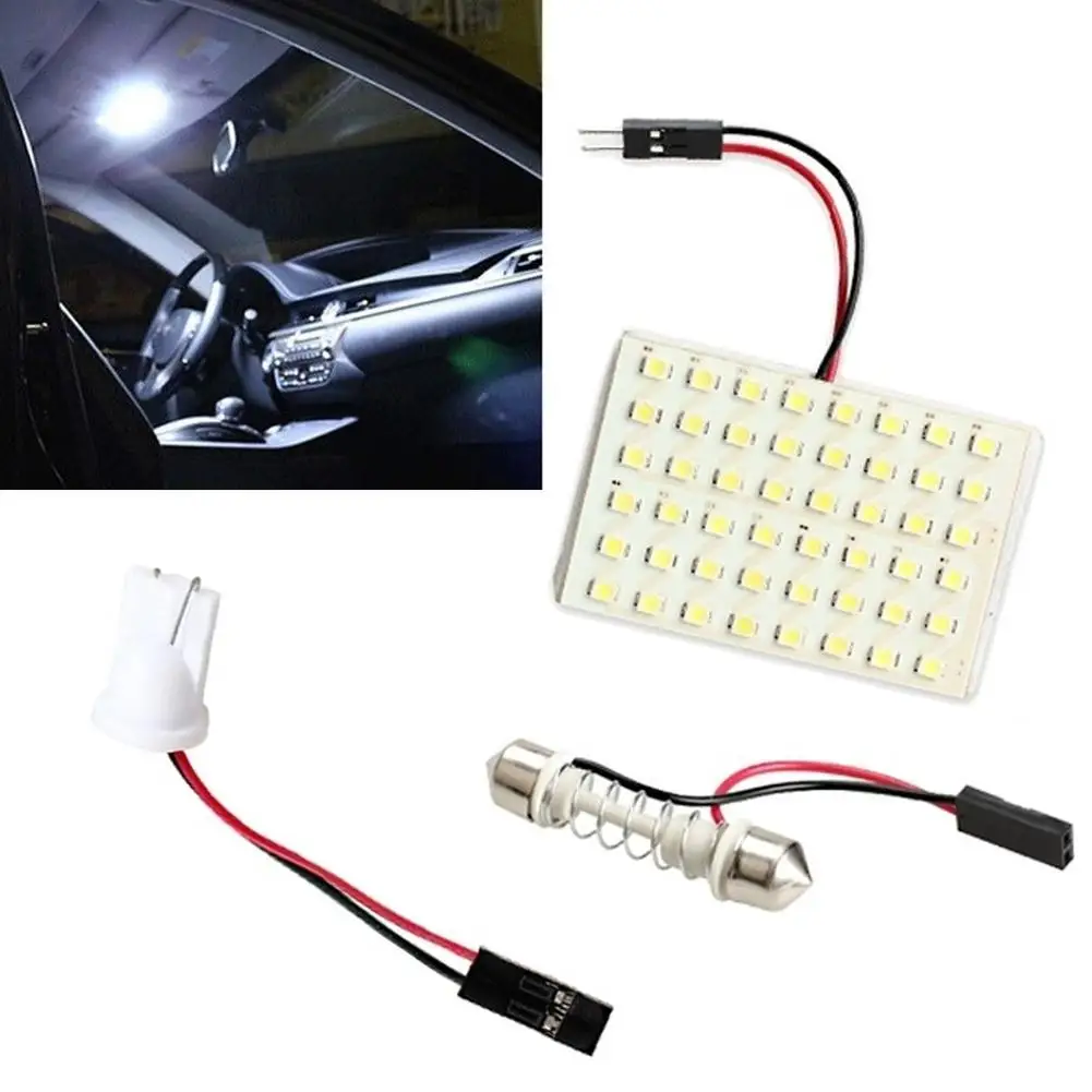 Новая 48 светодиодный панель супер белая автомобильная лампа для чтения карты 1210 smd авто купольная интерьерная лампа на крышу светильник с адаптером T10 Festoon Base D35