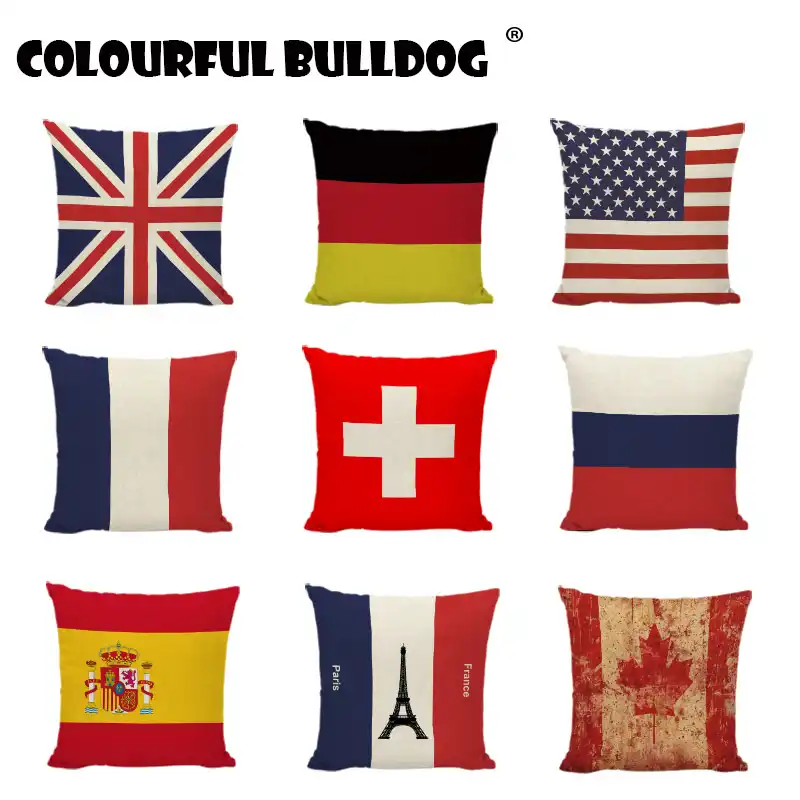 Varias Banderas Nacionales Fundas De Cojin Reino Unido Espana