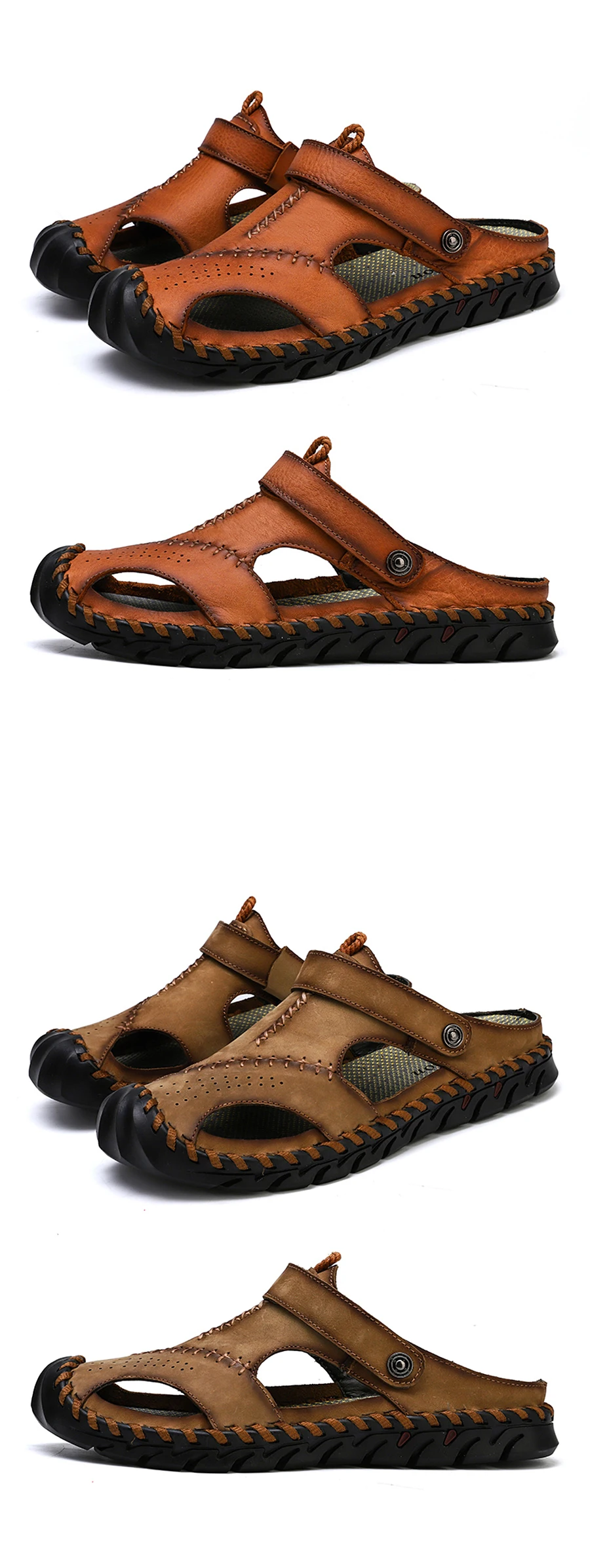 Мужские сандалии из натуральной кожи; летние пляжные мужские сандалии для отдыха; высококачественные сандалии; шлепанцы в богемном стиле; большие размеры 38-46