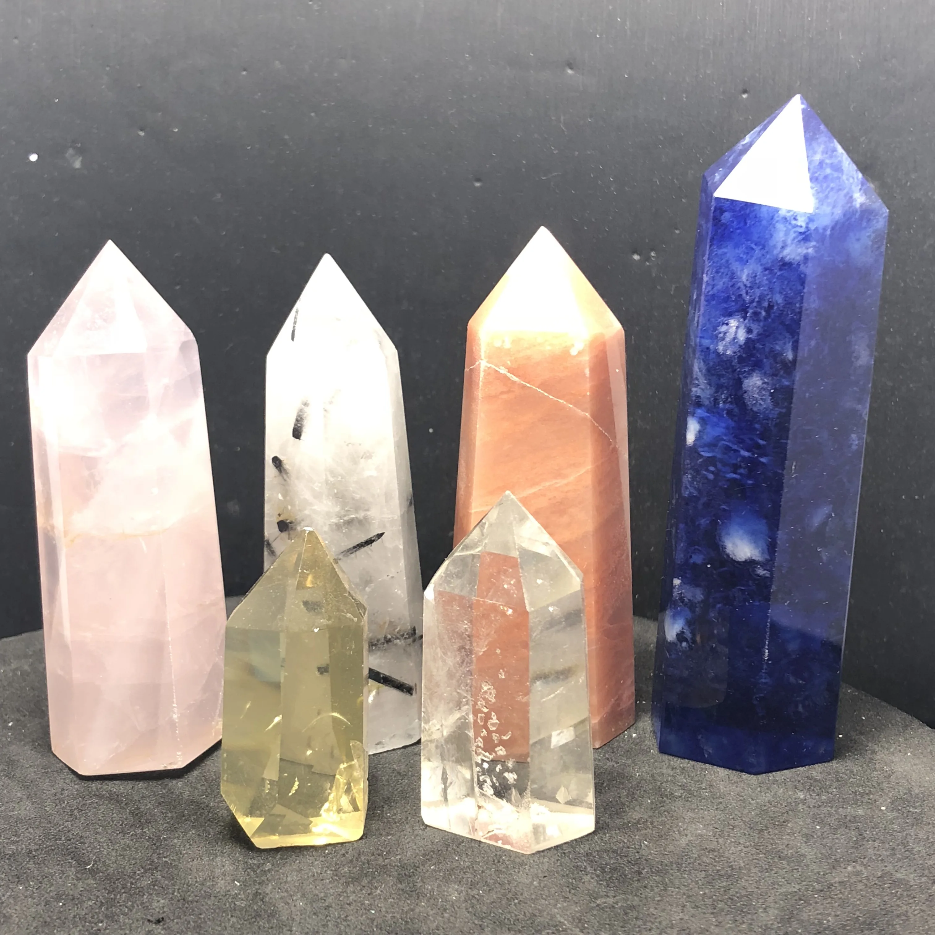 

6Pcs Natural crystal pillars reiki healing crystal and gem mineral set