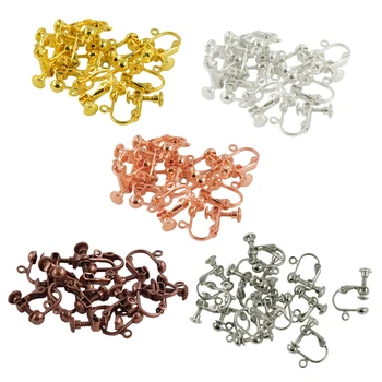 

12 Pieces Adjustable Screw Clip On Earring Clips Hook Jewelry Making DIY Craft Accessories
