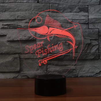 

Creative 3D fishing design LED night lights 7 Changing colors sleep lamp as birthday gifts or room hotel home club decor
