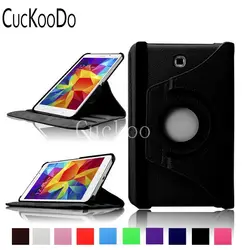 Cuckoodo 100 шт./лот из высококачественной искусственной кожи PU 360 вращающийся стенд чехол для Samsung Galaxy Tab 4 7 7.0" планшеты sm-t230nu
