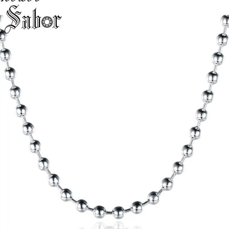 

3MM Geometric Pearl Link Chains Necklace, 925 Sterling Silver For Women,Beads Are Silver Chain With Popcorn thomas