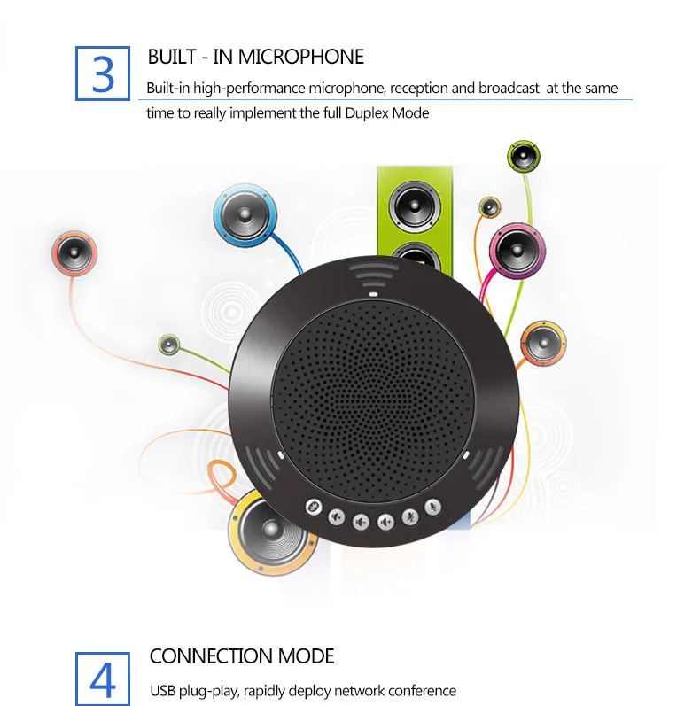 Tenveo A100B беспроводной Bluetooth спикерфон Профессиональный унифицированный коммуникатор спикерфон подходит для Android или iOS системы