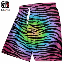OGKB летние крутые Короткие штаны мужские хип-хоп панк быстросохнущие Полиэстеровые турбеты мужские крутые цветные леопардовые пляжные шорты с принтом