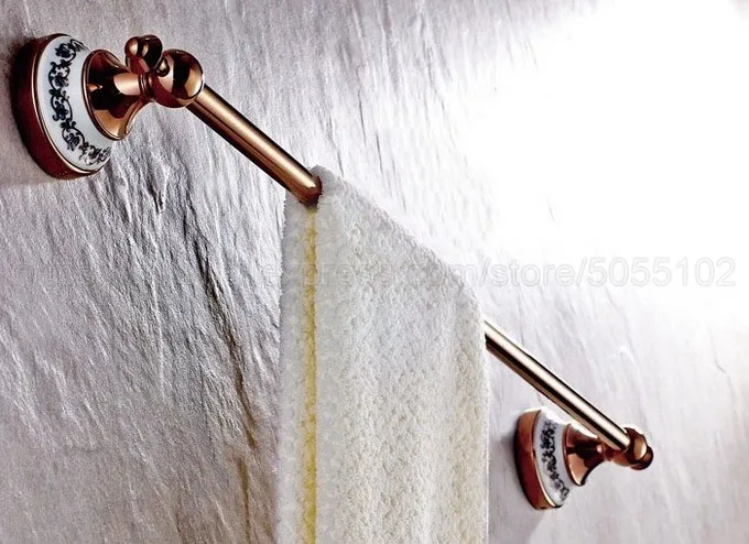Rose Gold Brass Towel Bars Golden Brass Towel Rail Single Towel Bar Bathroom Towel Holder Bathroom Accessories zba381