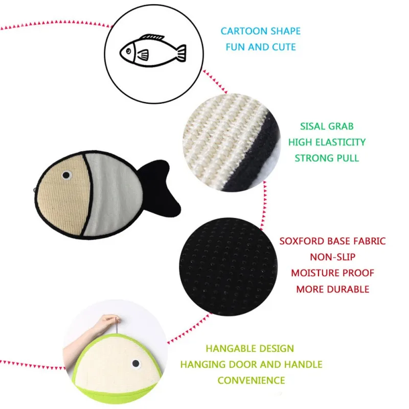Durable Scratching Board 25.98 New Natural Sisal Cartoon Fish Pet Toy