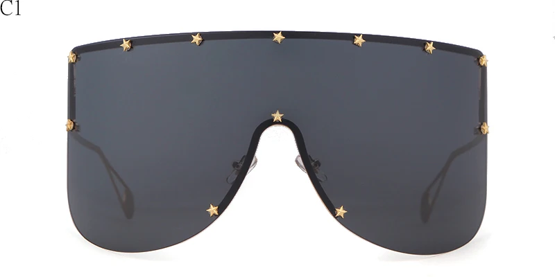 Good Win стимпанк солнечные очки для женщин огромный тренд Star украшения большой рамки защита от солнца очки Щит обёрточная бумага оттенки