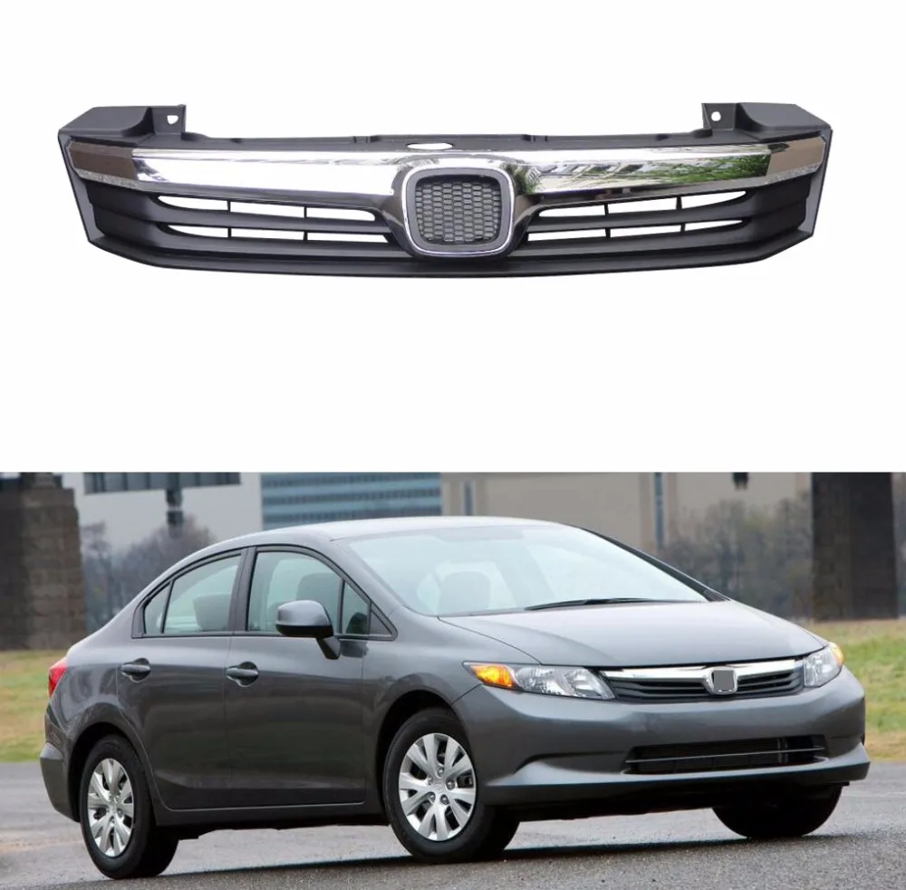 

1 Piece Chrome Front bumper upper hood grille grill for Honda Civic 2012