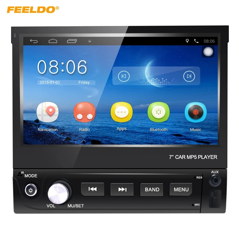 

FEELDO 7inch Android 6.0 Quad Core Car GPS Bluetooth Navi Radio USB Media Player 1DIN In-dash Manumotive Ultra Slim #FD-4106