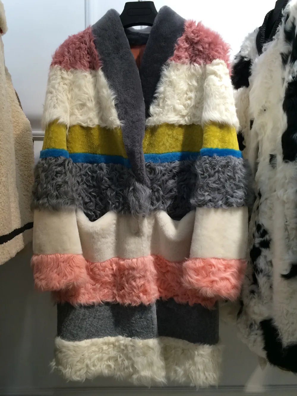 

2016 women real fur coat 100% genuine sheep fur outwear