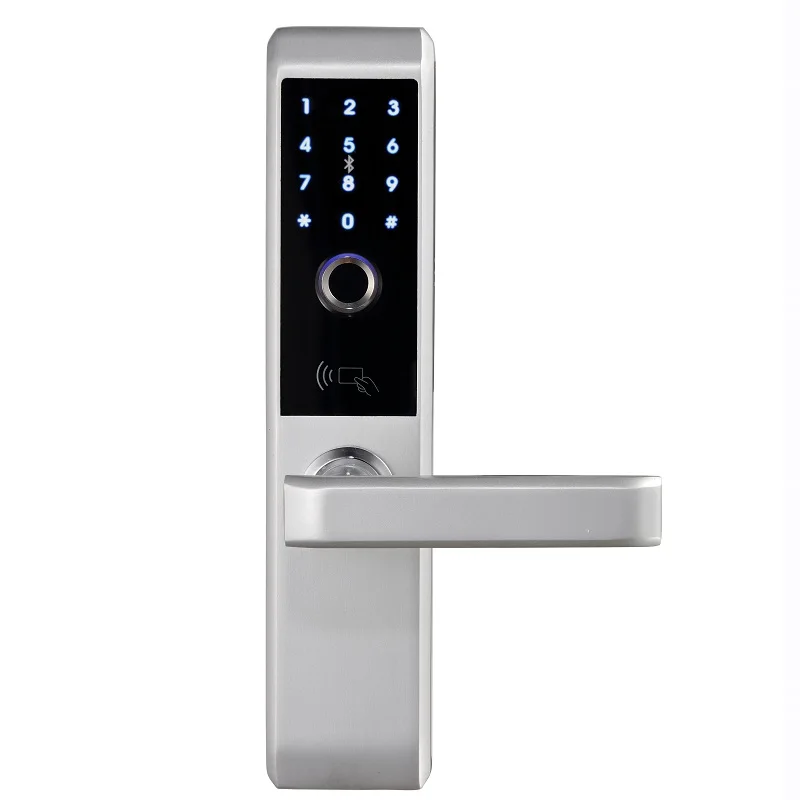 LACHCO биометрический электронный дверной замок, умный отпечаток пальца, код, карта, ключ, сенсорный экран, цифровой замок с паролем для дома L18008S - Цвет: Semiconductor Silver