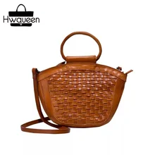 Ручной Вязание дизайнер из натуральной кожи Изящные кошелек ретро теплые Для женщин один сумка женская тканые сумки