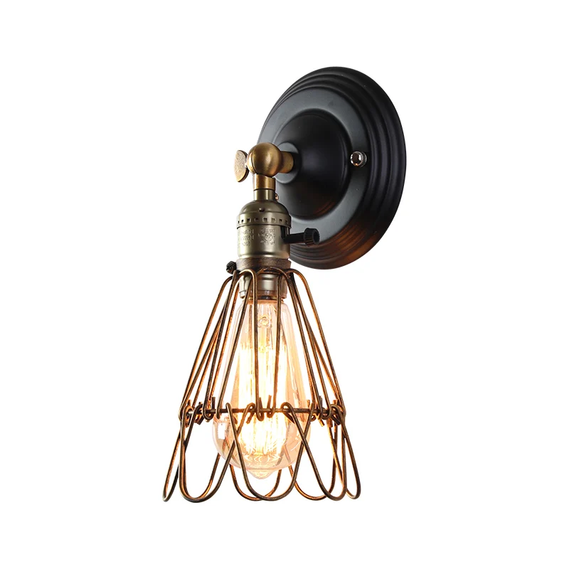 

Creative Retro Small Iron Cage Loft Industrial Wind Wall Light Wall lamp E26/E27 bedside lamp For Restaurant Kitchen Bedroom