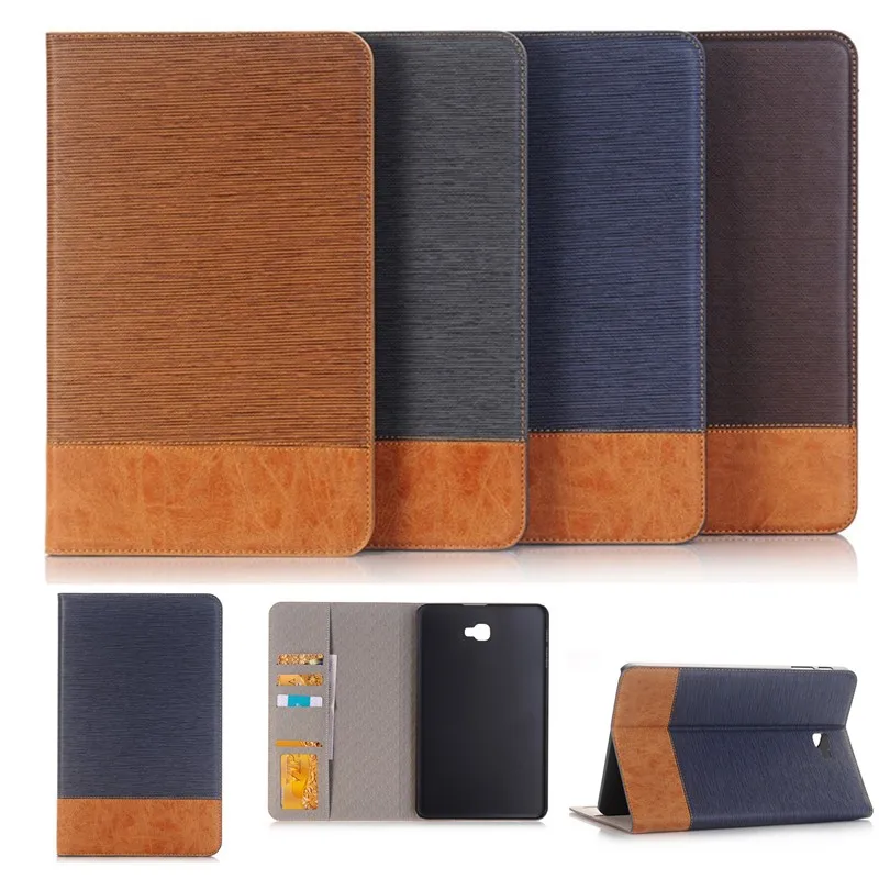 

New High quality Jeans Wallet leather case for Samsung Galaxy Tab A 10.1 2016 cover case for SM-T580 SM-T585 tablet sleeves+film