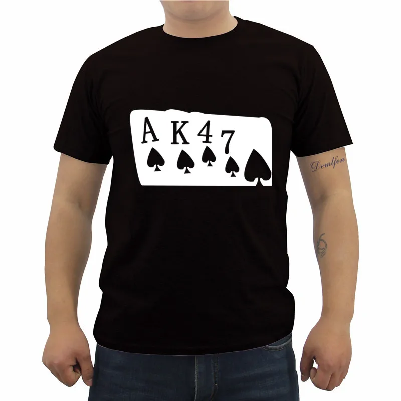 

Summer Hot Sale Men T-shirt AK47 Soviet USSR Russian Poker Printed T Shirt Male Short Sleeve Cotton Shirts Hip Hop Tees Tops
