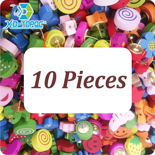 10 Pieces 50 шт./лот, новинка, для офиса, нажимные булавки, цветные карты, фотографии, деревянные, пробковые, офисные и школьные принадлежности - Цвет: 10 Pieces