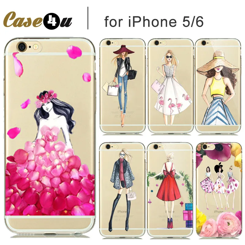 Fashion illustration Shopping Modern Girls Ladys Dress Case for coque iphone 8 7 6S 5 5SE Silicone Cases Cartoon Cover Capinhas Fashion illustration Shopping Modern Girls Ladys Dress Case for coque iphone 8 7 6S 5 5SE Silicone Cases Cartoon Cover Capinhas