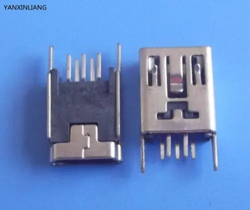

10PCS Mini USB Type B Female 5 Pin DIP 2 pin Vertical Leg PCB Socket Connector