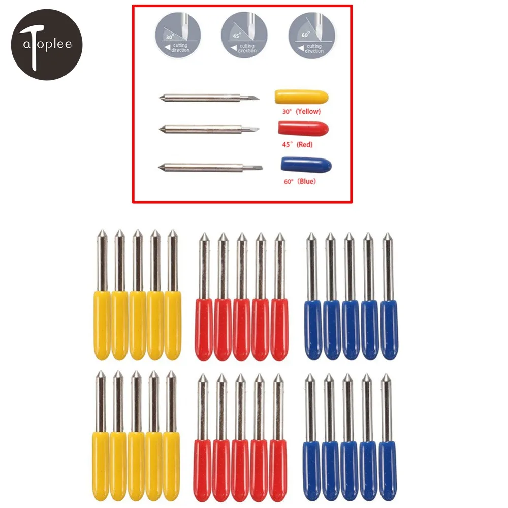 15PCS 30/45/60 Degree Cutting Plotter Blade Cutter Blades For Cutting Media 0.25mm Thick Vinyl Cutter Knife Tool 15PCS 30/45/60 Degree Cutting Plotter Blade Cutter Blades For Cutting Media 0.25mm Thick Vinyl Cutter Knife Tool