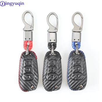 

jingyuqin 3b Carbon Leather Car Key Case Cover Shell For Ford F-150 F-250 F-350 Explorer Ranger KA Fiesta Mondeo