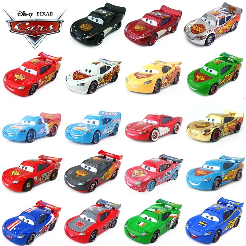 

Disney Pixar Cars Gold Dinoco Blue Black Police Lightning McQueen 1:55 Metal Diecast Toys Car Model For Boys Children Gift