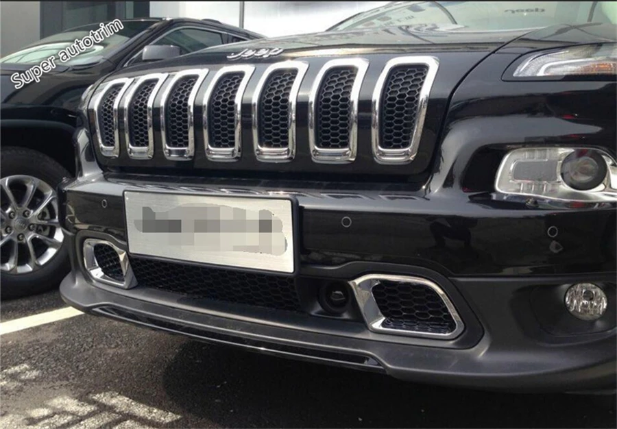 

For Jeep Cherokee 2014 2015 2016 2017 ABS Front Grille Grill Cover Ring Trim 7 Pcs / Set