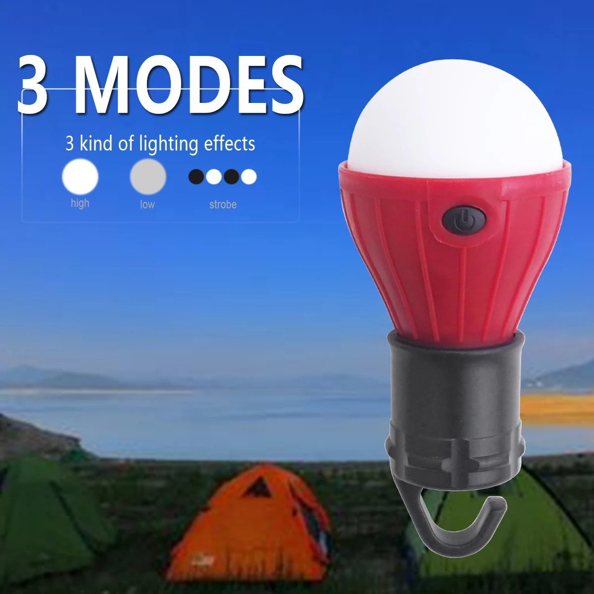 Mini Portable Lantern Tent Light LED Bulb Emergency Lamp Waterproof Hanging Hook Flashlight For Camping 4 Colors Use 3*AAA