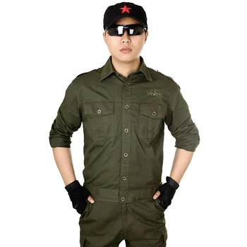 

High Quality 100% Cotton breathable Men's Army Military Sets Special Forces Welding Sets Jacket And Pant Plus Size