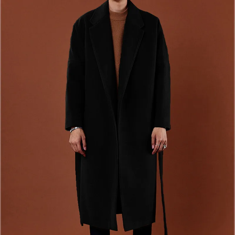 Корейские свободные мужские длинные пальто размера плюс, модные зимние мужские пальто, Новое поступление
