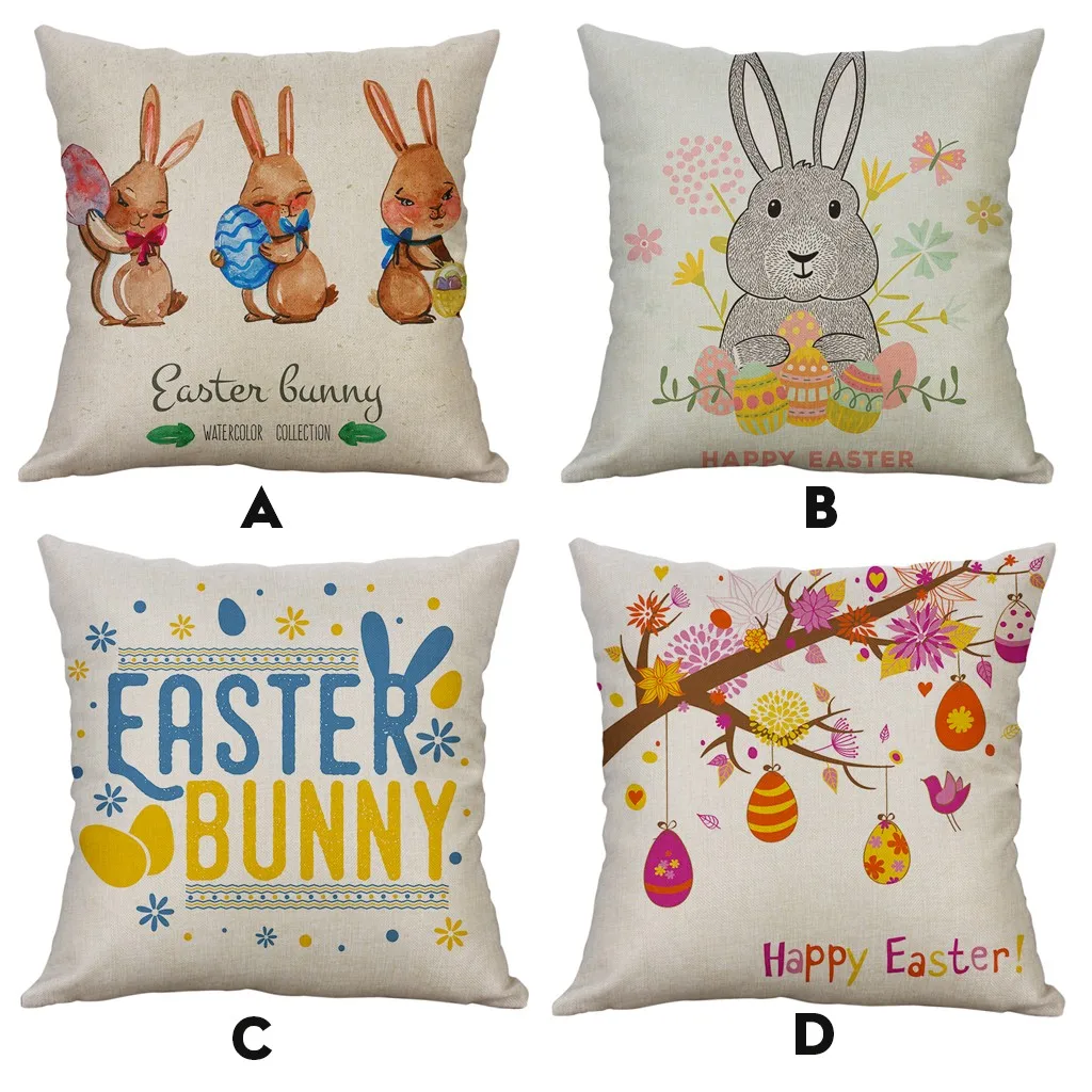 

KXAAXS Easter Sofa Bed Home Decoration Festival Rabbit Square Home Decorative Throw Pillow Case Sofa Waist Cushion Cover#y45