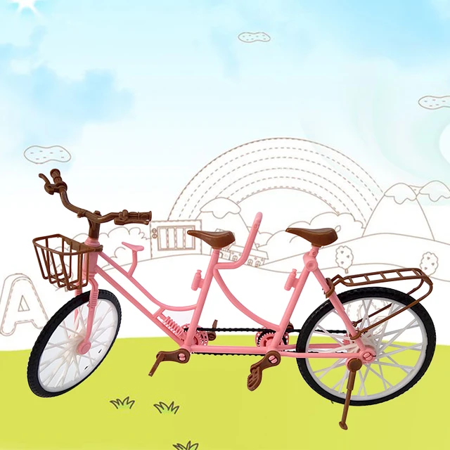 Viajero Altitud Criticar Bicicleta de doble asiento de plástico realista para Barbie, juguete para  muñecas, accesorios para casa de muñecas, regalo para niños - AliExpress