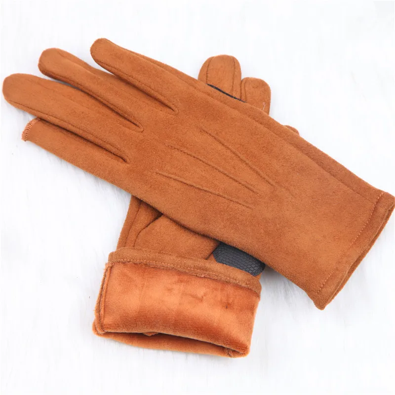 Autumn Winter New 2019 Thicken Plus Velvet Imitation Suede Unisex Man Woman Gloves Exposing Two Fingers Driving Mittens SZ025