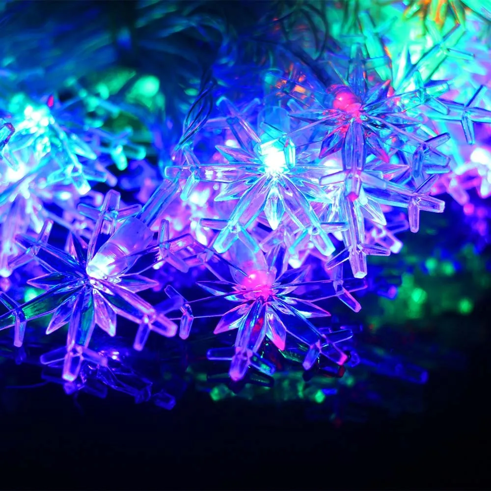 Snow shape led light string Christmas garland led new year decoration outdoor luces de navidad xmas lights 10M 100led AC220V (5)