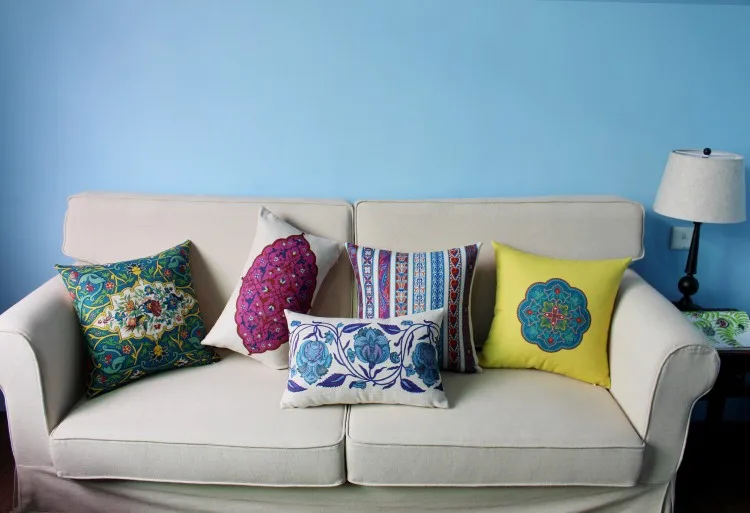 Bohe геометрический домашний декор подушка из льняного полотна Подушка Ретро Цветы диванные подушки декоративная подушка