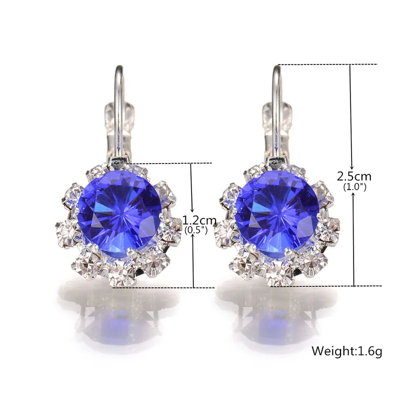 Gifts Earring 1Pair Zirconia Allergy Free Big Gem Stone Rhinestone Crystal New Arrival Wedding 6 Colors Exquesite Beautiful