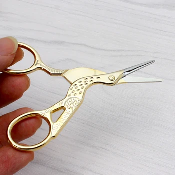 

New cross stitch European Retro classic Vintage Antique Craft Gold Sewing Crane Tailor scissor handicraft DIY Home Tool