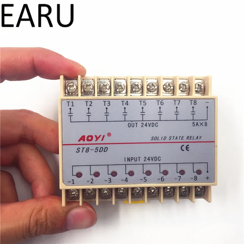 5DD 8 канальный din-рейку SSR восемь вход выход 24VDC Однофазный DC твердотельные реле 5A PLC модуль контроллера