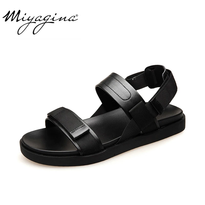 

MIYAGINA 2019 New Summer Leather Men Sandals Luxury Brand High Quality Genuine Leather Sandals Men Fashion Men Leather Sandals
