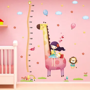 

Cartoon giraffe Height measurement wall sticker Vinyl DIY giraffe wall decal for Children's room kindergarten decoration sticker