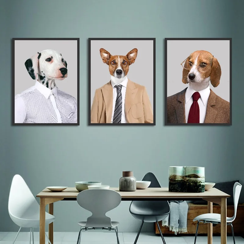 Креативная милая собака нанесение краски распылением на холст Скандинавское