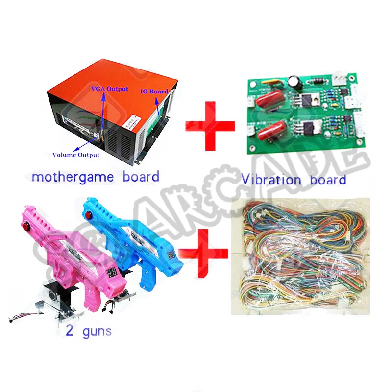 Новые продукты симулятор монета толкатель аркадные игры материнская плата 3 в 1 Ультра огневой мощи пушки стрельба для Alience - Цвет: 2guns and main board