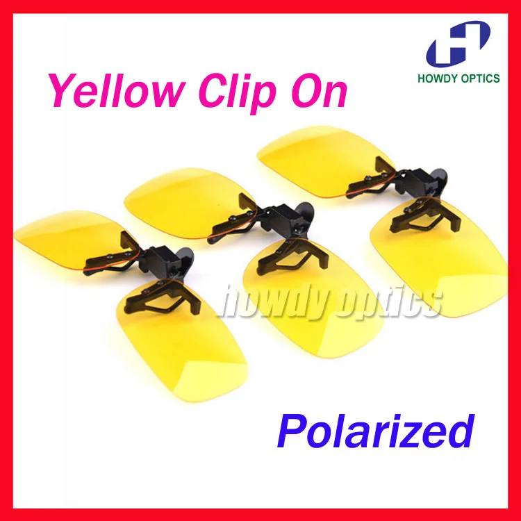 

20pcs Free Shipping Wholesale Yellow Sunglasses Glasses Eyeglasses Polarized Clip On TAC Lens UV400