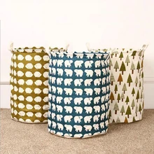 Хлопок и лен стиральная корзина для одежды хранения Складная корзина для белья мультфильм сумки для хранения Пункт 40 см* 50 см/15,"* 19,6"