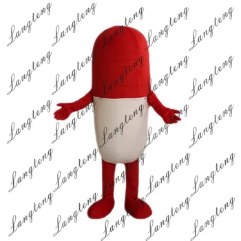 

Hot Sale Red and white pill capsule Mascot Costume Adult Size Halloween Outfit Fancy Dress Suit Free Shipping 2019New