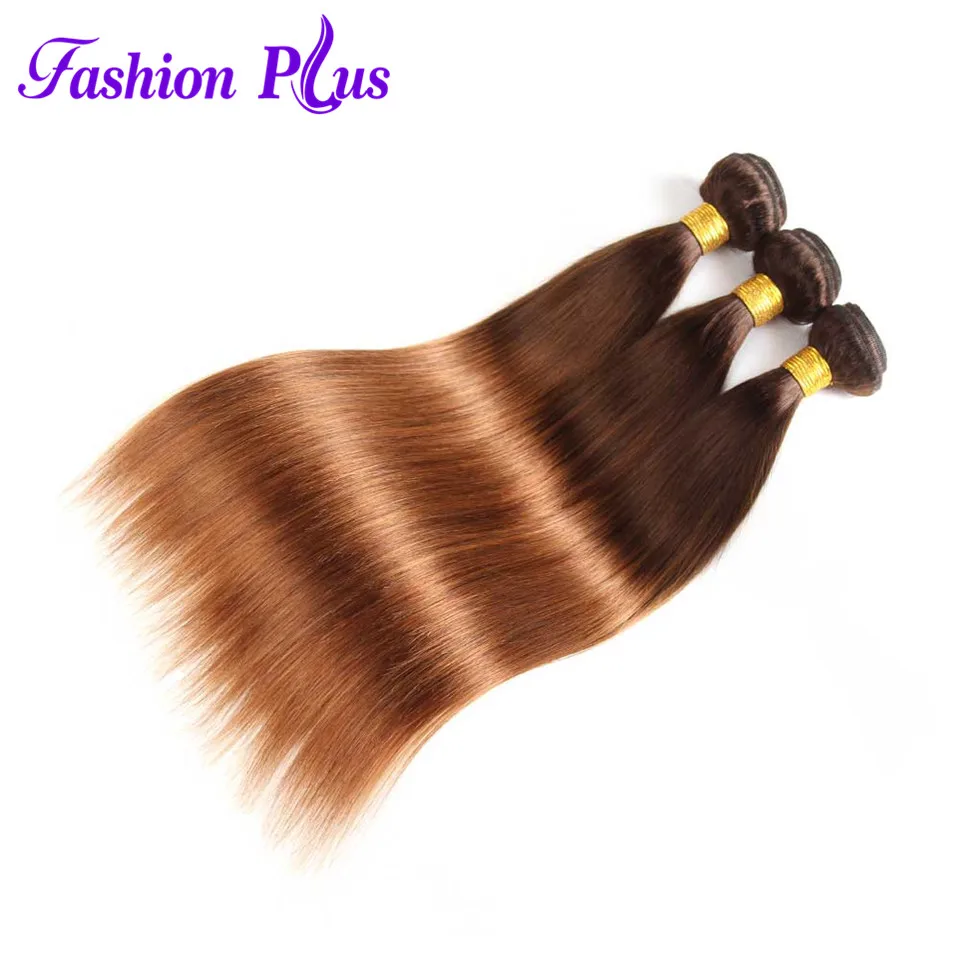 

FashionPlus Brazilian Straight Remy Hair Bundle T4/30 Ombre Human Hair Bundles Extensions 12''-26'' Brazilian Hair Weave Bundles