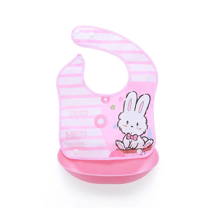 Детская бандана нагрудники милые животные питание карман нагрудник водонепроницаемый кремнезема легко чистить Кормление новорожденный младенец питание нагрудник Baberos Bebes - Цвет: 3Pink Rabbit