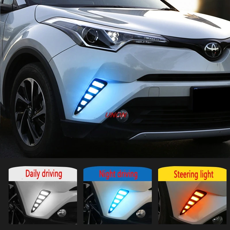 

Fog light For Toyota C-HR CHR 2016 2017 LED DRL Daytime Running Light Daylight Fog Light Cover With Turn Yellow Signal